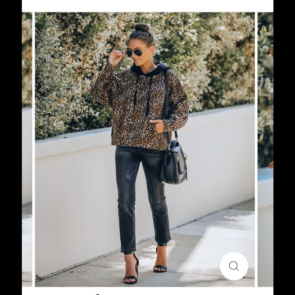 Vici Bandit Cotton Pocketed Leopard Hoodie